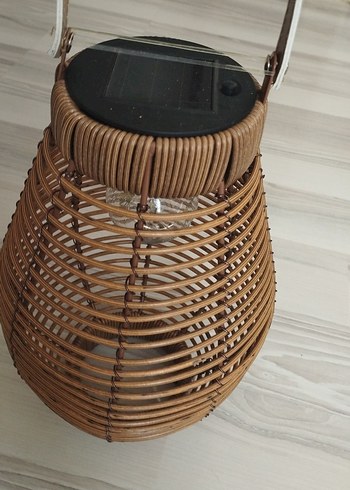 Bej Hasır Tasarımlı Taşınabilir Lamba - Görsel 3