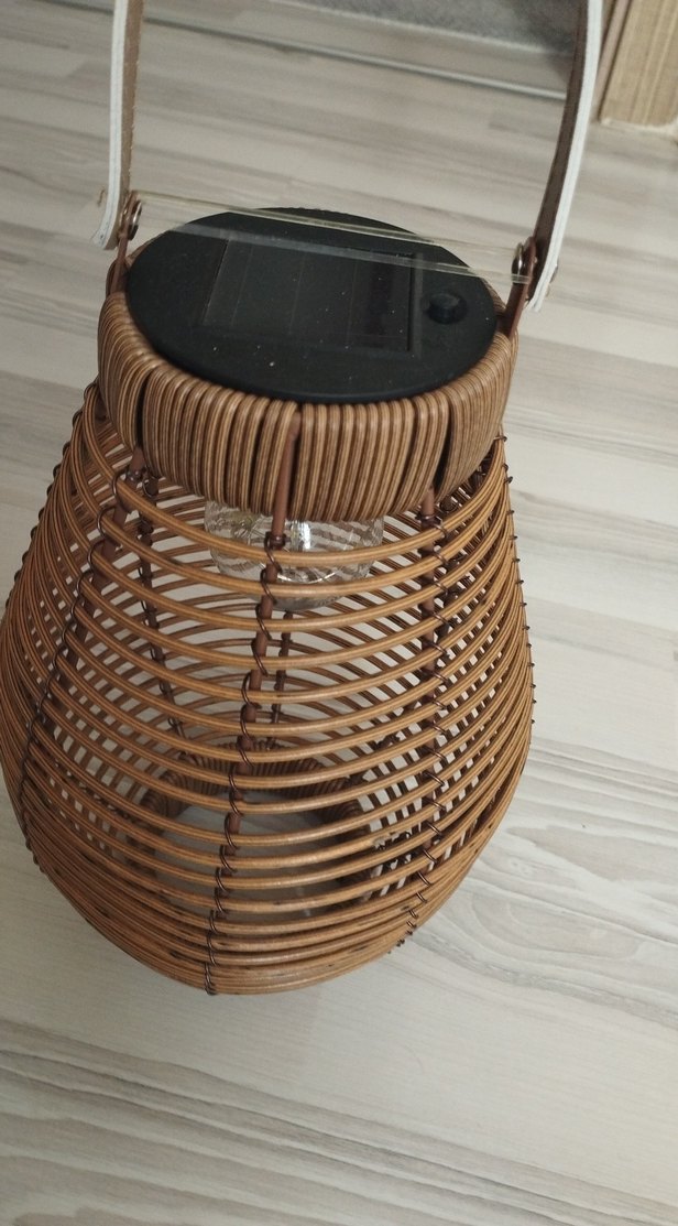 Bej Hasır Tasarımlı Taşınabilir Lamba - Görsel 3