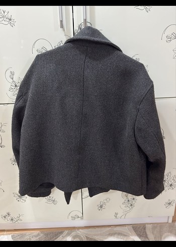 Zara Zara Gri Düğmeli Midi Kadın Kaban