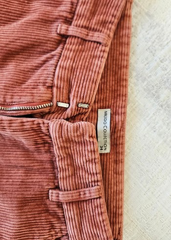 Tarçın Rengi Kadife Düz Kesim Pantolon - Görsel 3