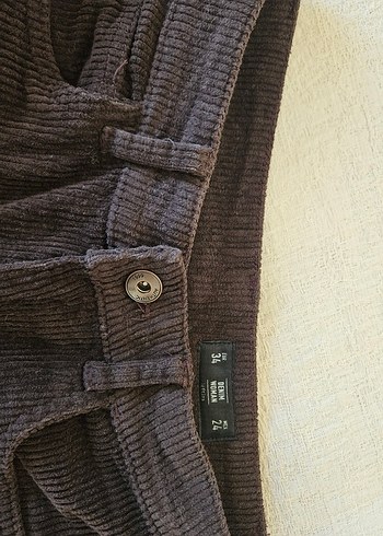 Kadın Kahverengi Kadife Denim Pantolon - Görsel 2