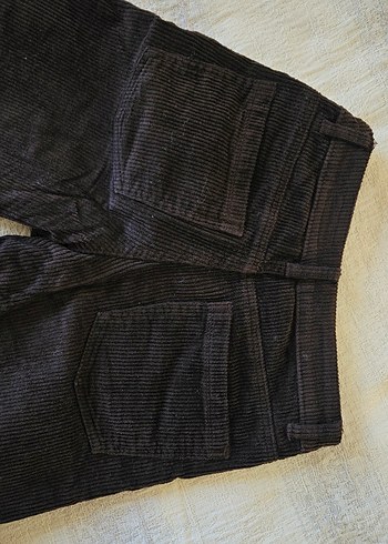 Kadın Kahverengi Kadife Denim Pantolon - Görsel 3
