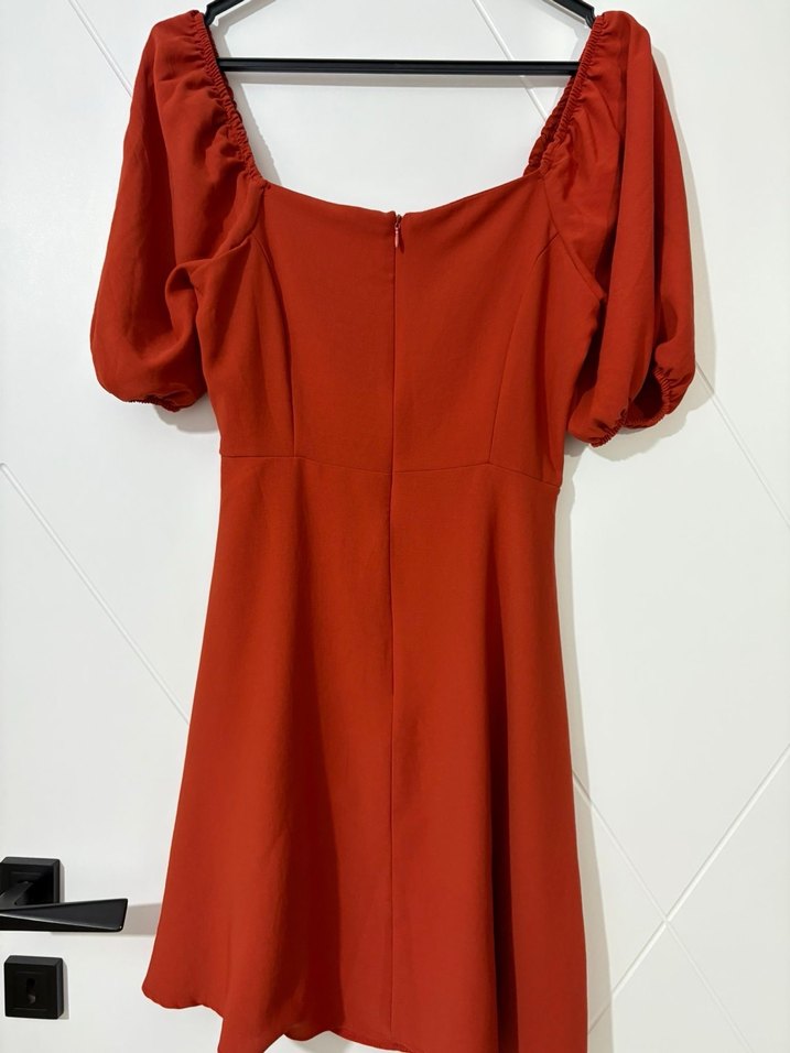 Bordo Düğmeli Midi Bohem Elbise - Görsel 2