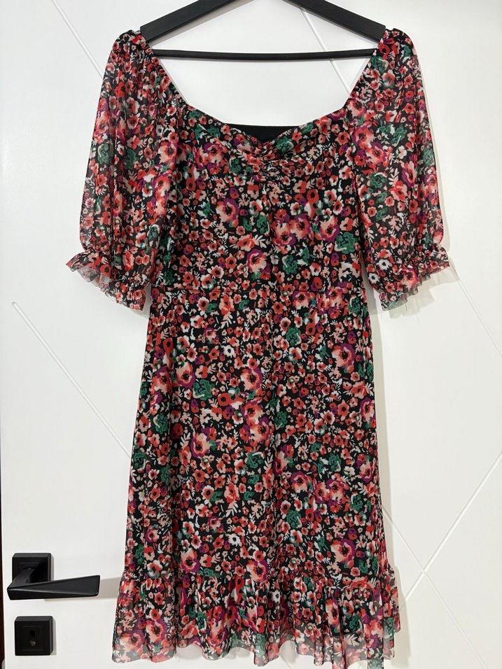 Çiçek Desenli Midi Bohem Elbise - Görsel 2