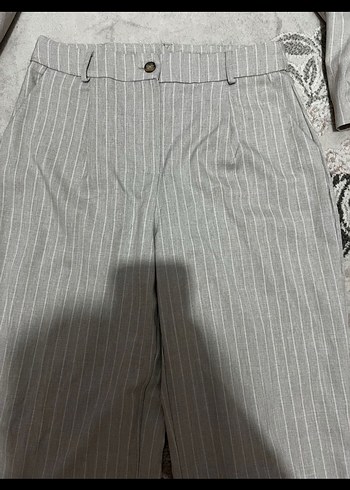 Trendyol & Milla Düğmeli Gri Kadın Uzun Ceket ve Pantolon Takımı