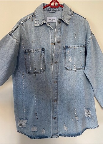 Trendyol & Milla Düğmeli Gri Mavi Kadın Denim Ceket