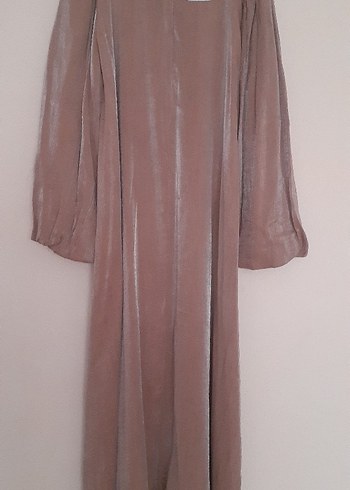 Bej Uzun Kollu Salaş Kadın Elbise - Görsel 2