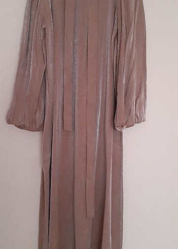 Bej Uzun Kollu Salaş Kadın Elbise - Görsel 3