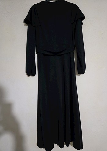 Siyah Uzun Kollu Kemerli Uzun Ferace - Görsel 3