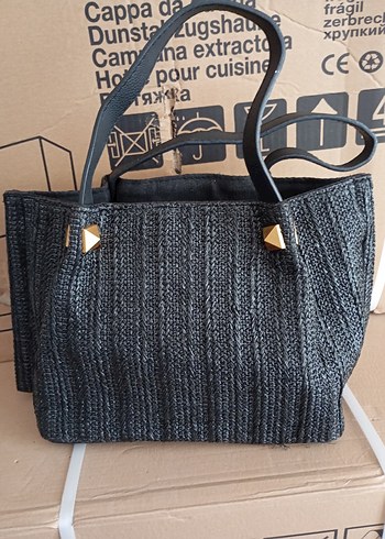 Valentino Siyah Örgü Detaylı Kadın Çanta