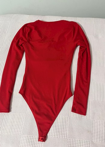 Kırmızı Fermuarlı V Yaka Kadın Bluz - Görsel 3