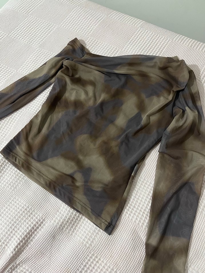 Kahverengi Transparan bluz - Görsel 3