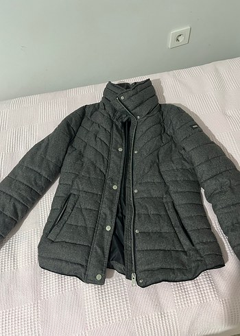 DeFacto Gri Yüksek Yakalı Fermuarlı Kadın Mont - Görsel 2