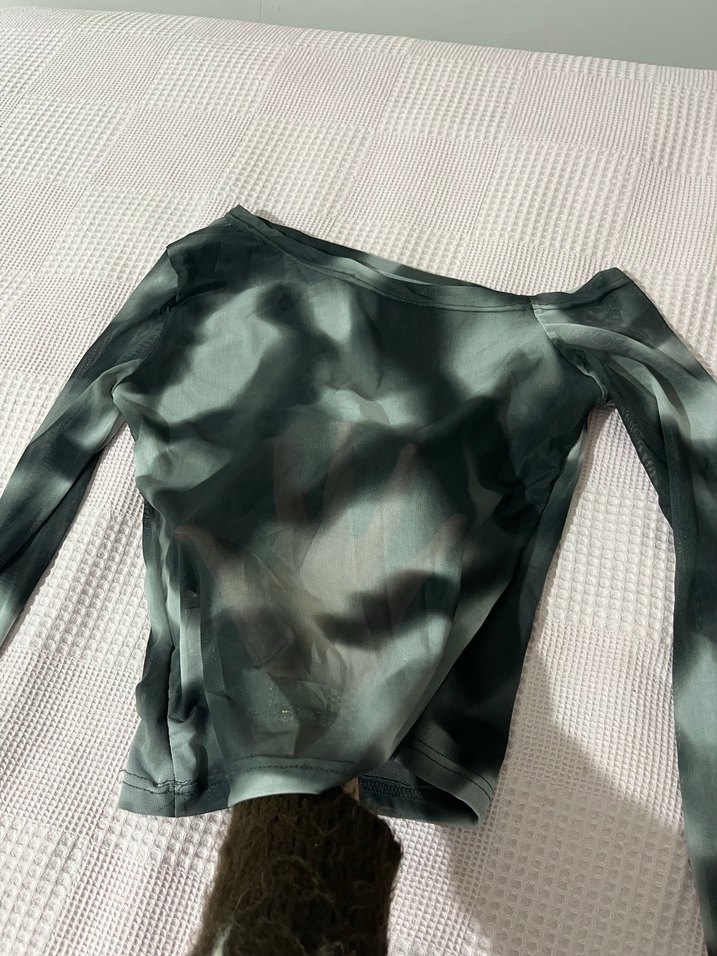 Kadın transparan Batik Desenli Uzun Kollu Bluz - Görsel 2