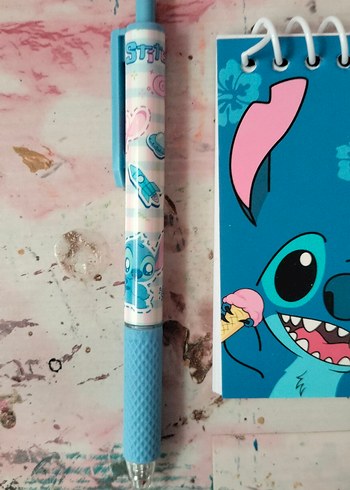  Mavi Stitch Temalı Pastel Defter ve Kalem Seti