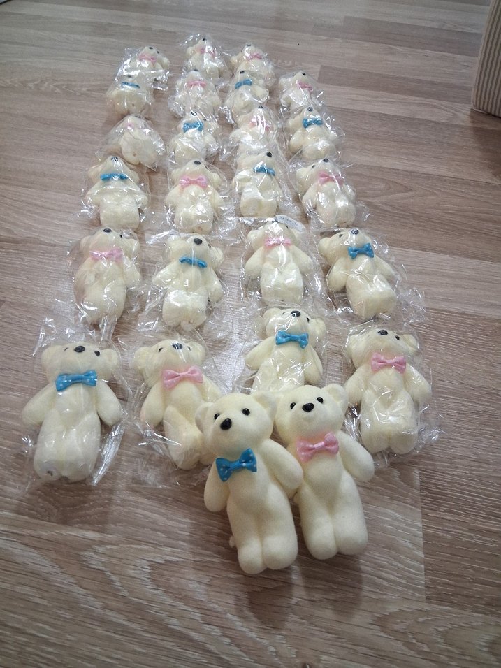 Beyaz Peluş Ayıcıklar Fiyonk Detaylı - Görsel 2