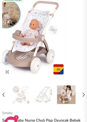 Gri Bebek Arabası 38x58 cm - Görsel 3