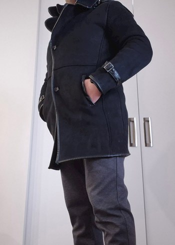 Sıfır AVVA marka Siyah Erkek Süet Kürklü ve Kapüşonlu Ceket Mont - Görsel 9