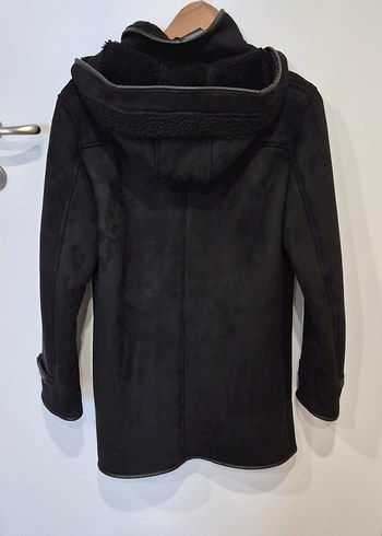 Sıfır AVVA marka Siyah Erkek Süet Kürklü ve Kapüşonlu Ceket Mont - Görsel 2