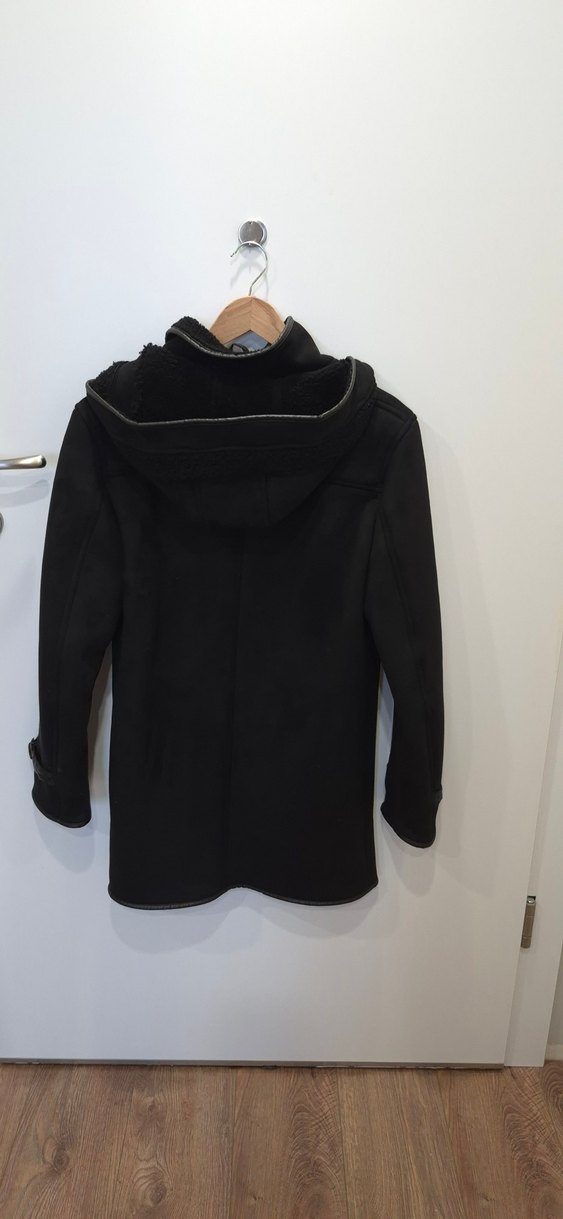 Sıfır AVVA marka Siyah Erkek Süet Kürklü ve Kapüşonlu Ceket Mont - Görsel 3