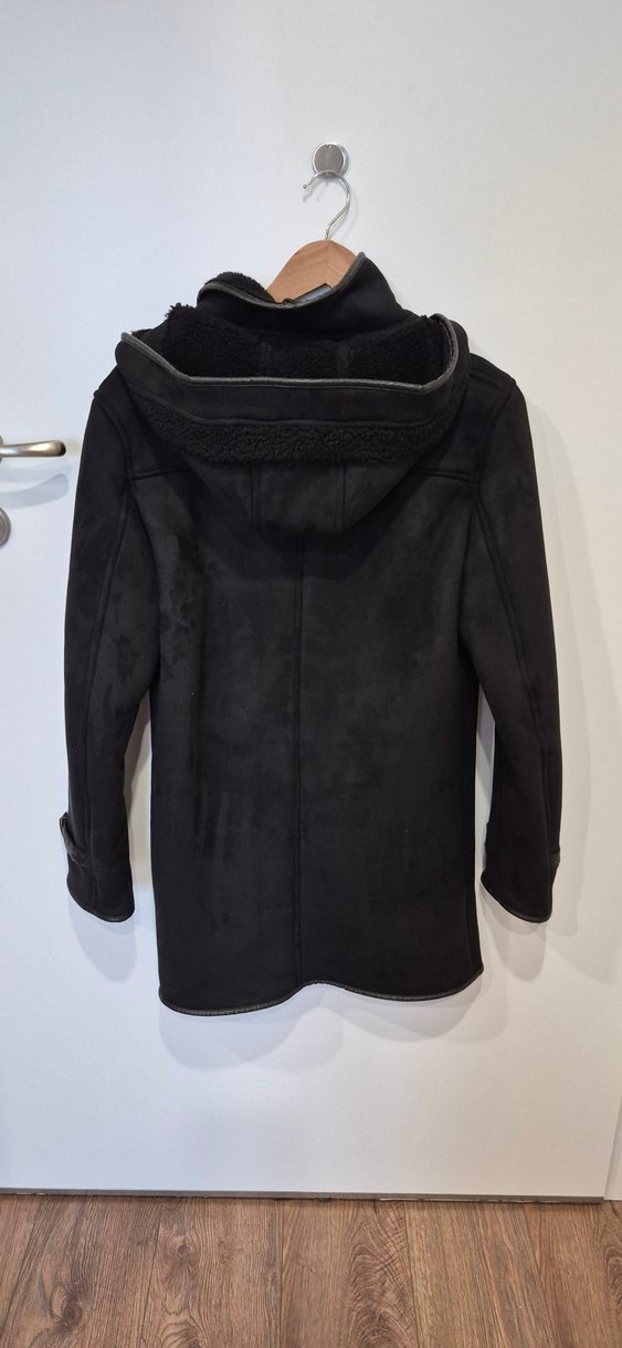 Sıfır AVVA marka Siyah Erkek Süet Kürklü ve Kapüşonlu Ceket Mont - Görsel 2