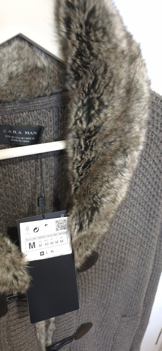 Sıfır Zara Erkek Kürklü Hırka Ceket - Görsel 2