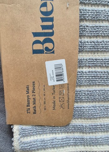 Sıfır ve Etiketli Bluenity %100 pamuk İkili Banyo Paspası - Görsel 3