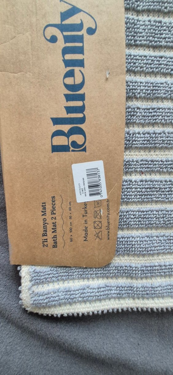 Sıfır ve Etiketli Bluenity %100 pamuk İkili Banyo Paspası - Görsel 3