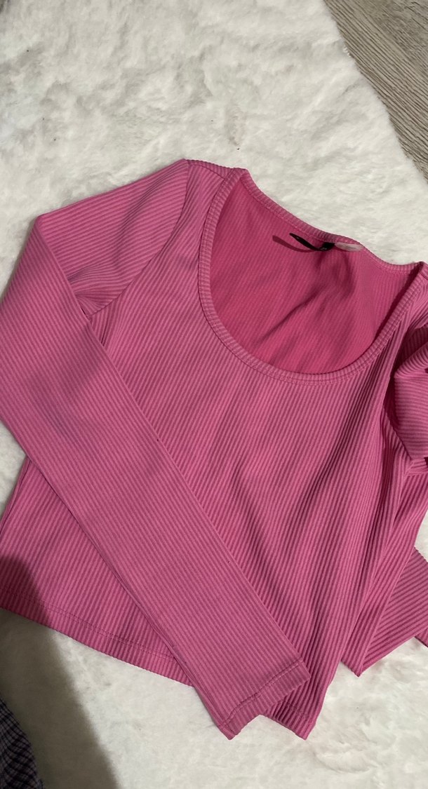 Pembe Uzun Kollu Kadın Bluz - Görsel 2