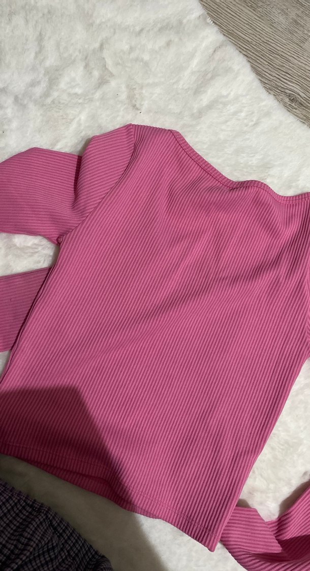 Pembe Uzun Kollu Kadın Bluz - Görsel 3