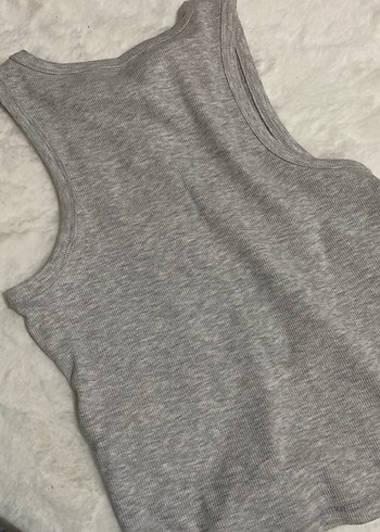 Gri Yüksek Yakalı Kolsuz Kadın Atlet - Görsel 2