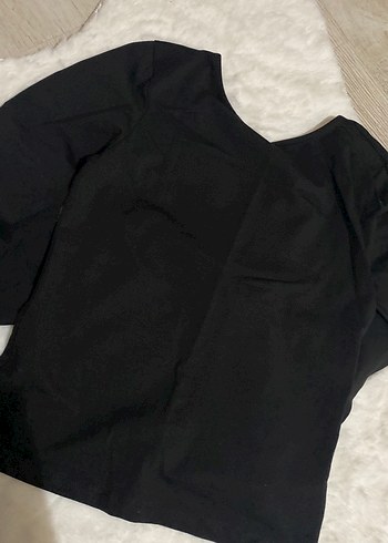 Siyah Uzun Kollu sırt detaylı bluz - Görsel 2