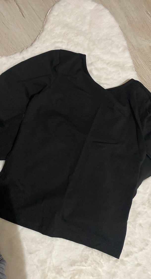 Siyah Uzun Kollu sırt detaylı bluz - Görsel 2