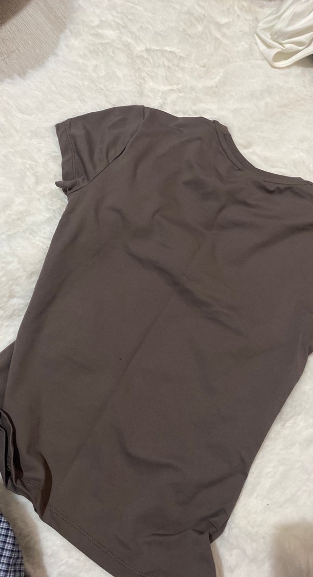 Kahverengi Kadın Kısa Kollu Basic Tişört - Görsel 2