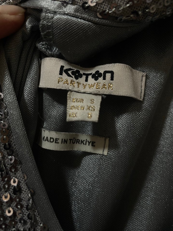 Gri Payetli V Yakalı Uzun Abiye Elbise - Görsel 4