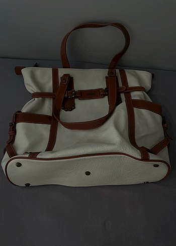 Tokalı Beyaz Deri Kadın Çanta - Görsel 3