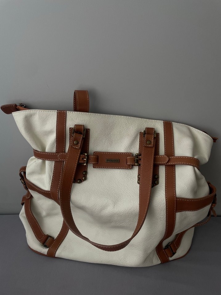 Tokalı Beyaz Deri Kadın Çanta - Görsel 4