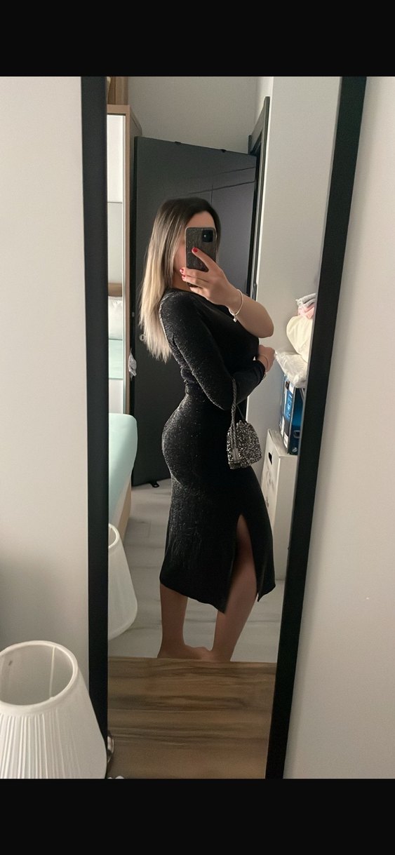 Siyah Uzun Kollu Örgü Kadın Abiye Elbise - Görsel 4