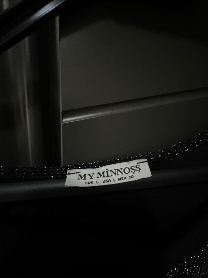 Siyah Uzun Kollu Örgü Kadın Abiye Elbise - Görsel 3