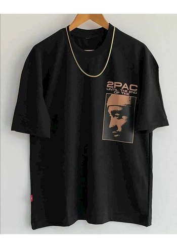 Siyah Baskılı Oversize Erkek Tişört