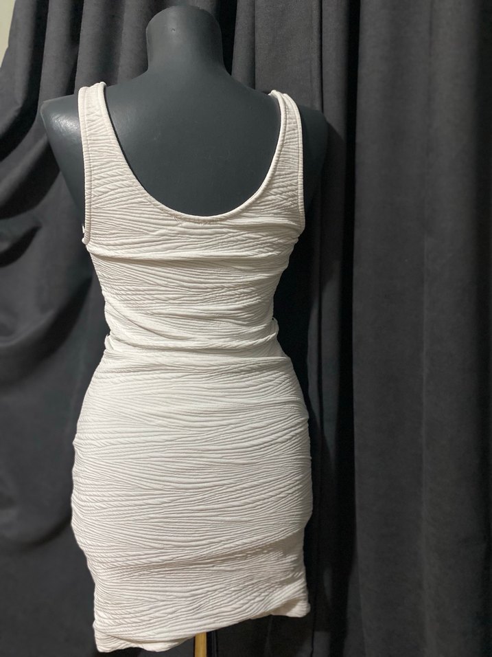 Beyaz Desenli Bohem Triko Elbise - Görsel 2