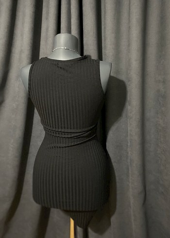 Siyah Yüksek Yakalı Triko Elbise - Görsel 2