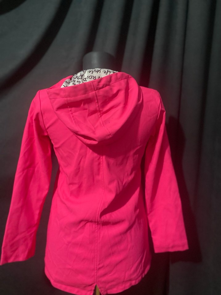 Düğmeli Pembe çocuk yağmurluk - Görsel 2