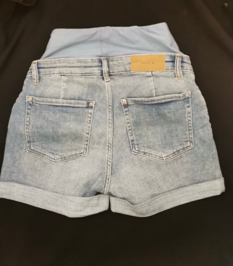 Gri Denim Hamile Mini Şort - Görsel 2