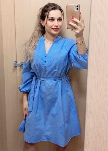 Kırmızı Parlak Midi Fırfırlı Elbise - Görsel 3