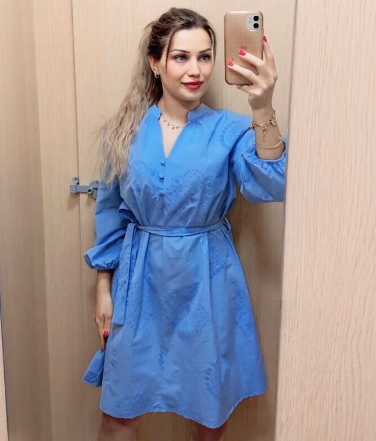 Kırmızı Parlak Midi Fırfırlı Elbise - Görsel 3