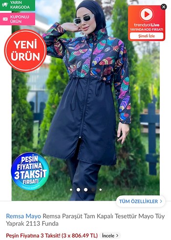 Diğer Remsa Tam Kapalı Tesettür mayo haşema Yağmurluk
