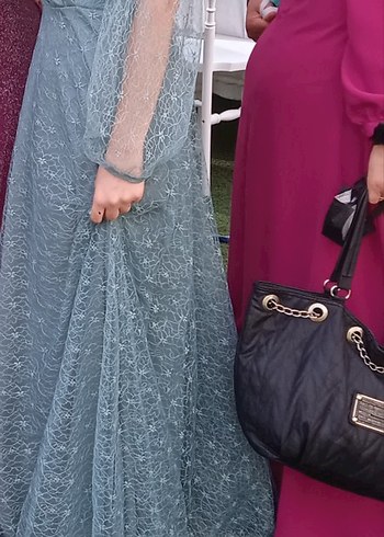 yeşil dantelli elbise