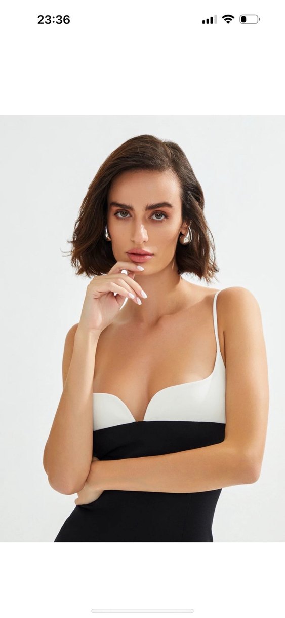 Siyah The Latest Thing V Yakalı Uzun İnce Kadın Elbise - Görsel 2