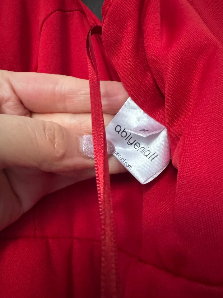 Kırmızı Uzun Drapeli Abiye Elbise - Görsel 5